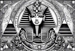 egyptian gods full sleeve with eye of ra the pyramids tattoo idea