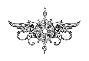 mytical shaman and witch ancient ornament with runes tattoo idea