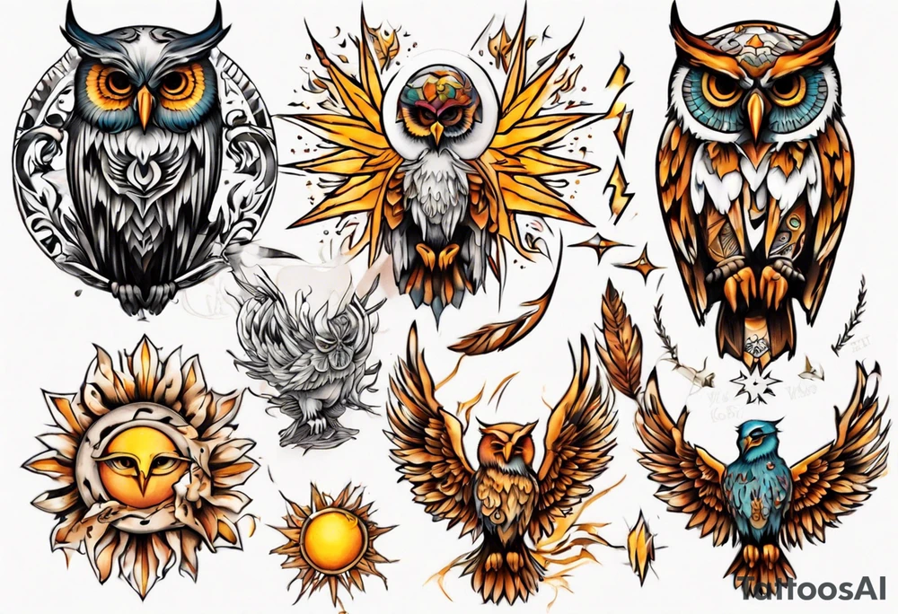 Sonne Eule tattoo idea