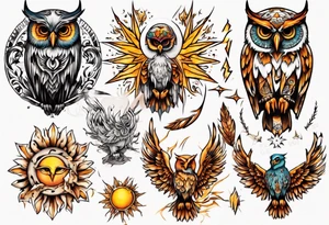 Sonne Eule tattoo idea