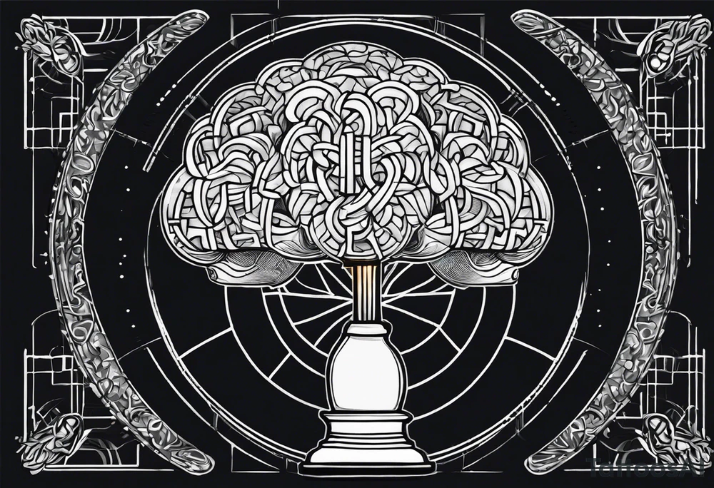 Create an artistic representation of an illuminated lamp with a brain inside it, symbolizing autistic awareness. Feel free to add any colors, details, or stylistic elements that resonate with the theme tattoo idea