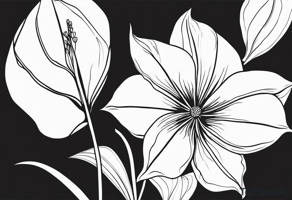 Platycodon grandiflorus with leaf and stalk tattoo idea Platycodon grandiflorus with leaf and stalk tattoo idea
