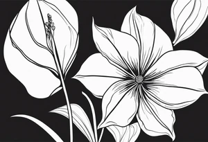 Platycodon grandiflorus with leaf and stalk tattoo idea