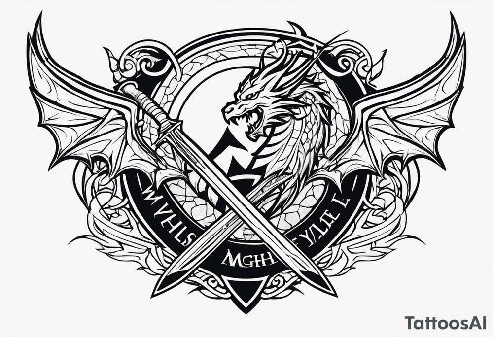 Valhalla sword shield dragon axe valkyrie tattoo idea