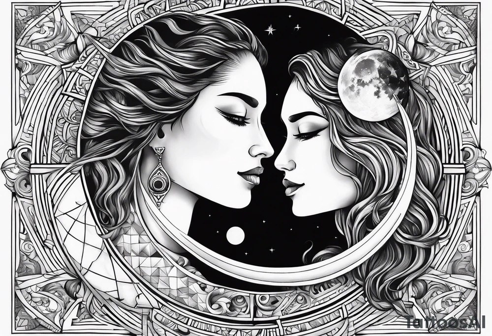 sun and the moon, the overlap
the sun has a woman face and the moon a man face tattoo idea