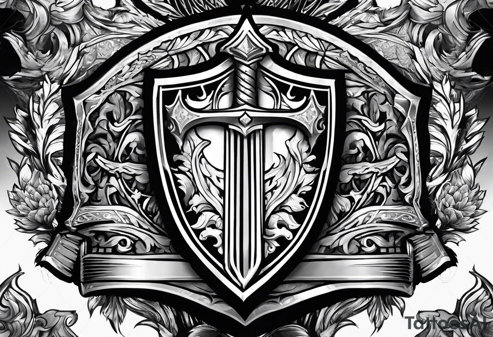 Valhalla sword shield banner tattoo idea