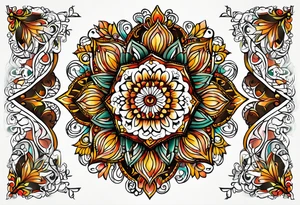 male mandala Knee tattoo in fall colors tattoo idea