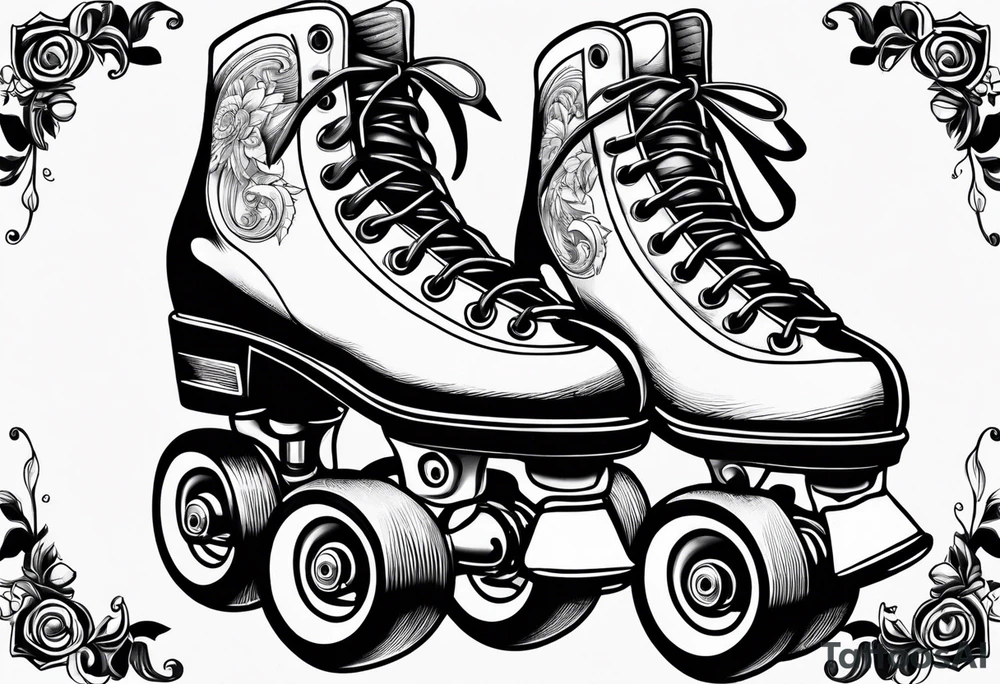 Pair of rollerskates facing left tattoo idea