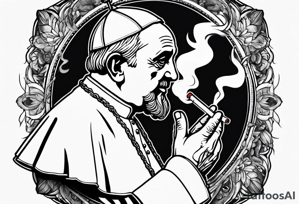 Pope Francis smoking cigarette tattoo idea