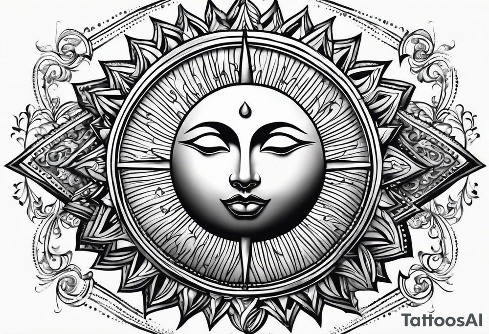 sun with rays tattoo idea