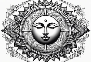 sun with rays tattoo idea
