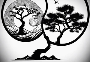 Yin and yang and Joshua tree tattoo idea