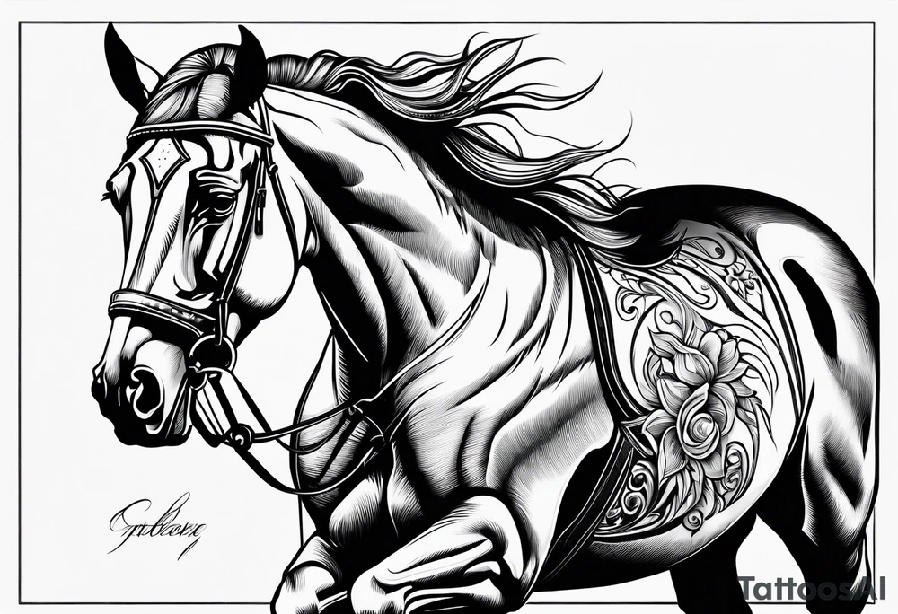 Horse drawn using simple lines tattoo idea
