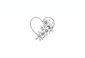 I want L in a small heart shape with flowers tattoo idea