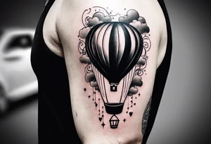 the man save my life with heart baloon with heartbeat pulse tattoo idea