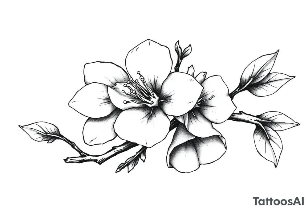 Elongated Cherry blossom with round petals tattoo idea