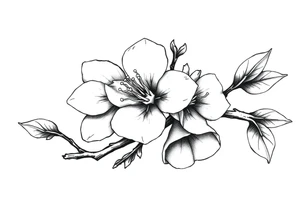 Elongated Cherry blossom with round petals tattoo idea