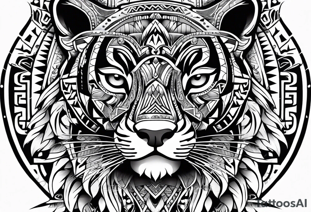 aztec jaguar tribal tattoo idea