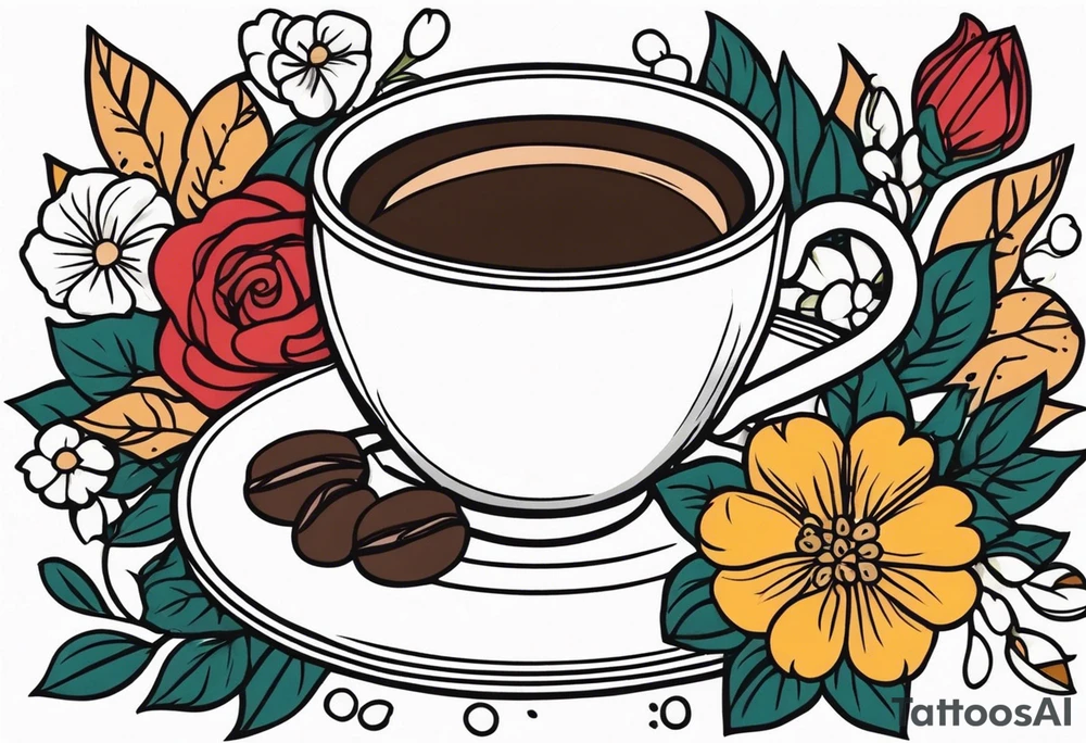 coffee
old school vintage simple traditional design surrounded by vintage flowers


bold color simple tattoo idea