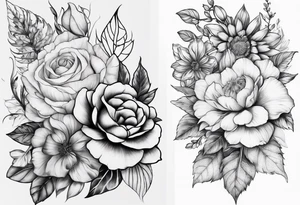 December october march burth flower arm sleeve tattoo idea