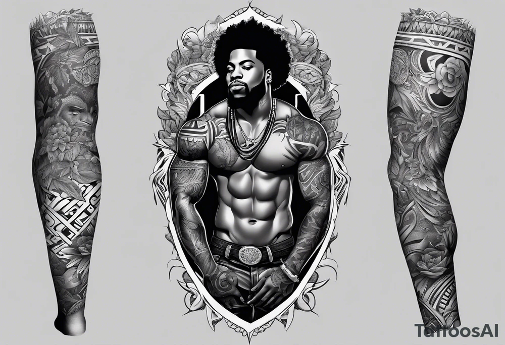 Leg sleeve, Americana style, African American culture tattoo idea