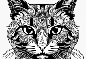 small black  house cat tattoo idea