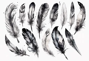 a big feather and from the feather little birds flying away tattoo idea