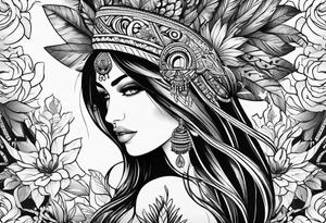A tattoo with tribal and nature motifs tattoo idea