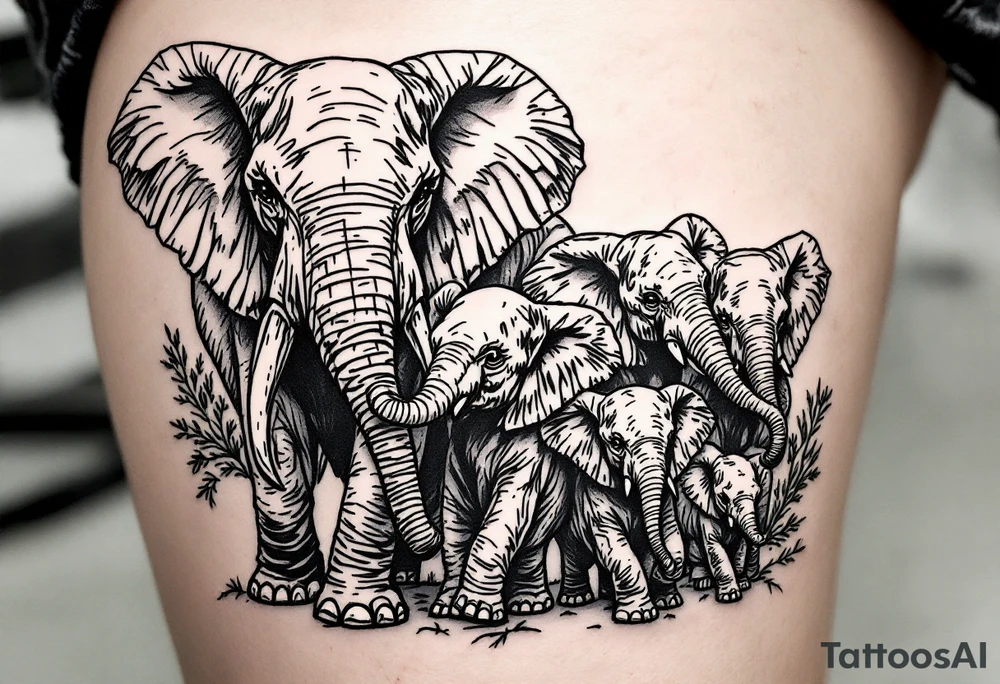 Elephant family tattoo idea