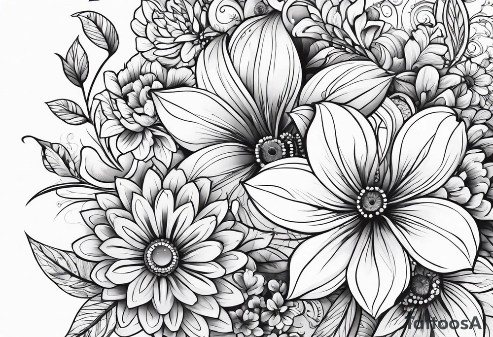 ornaments of flowers tattoo idea