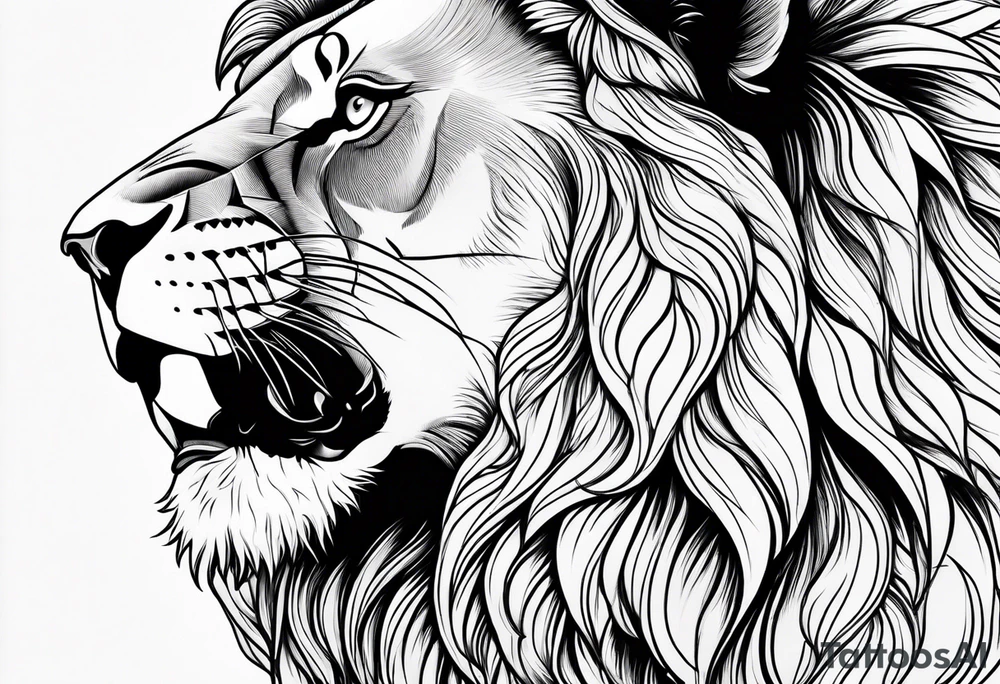 powerful majestic lion, close-up tattoo idea