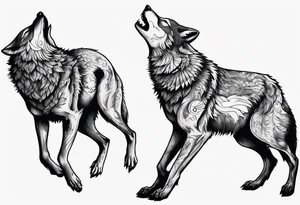 two wolves dancing on their hind legs tattoo idea