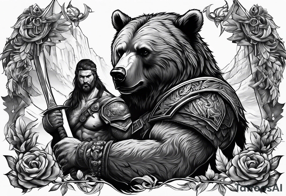 bear and barbarian tattoo idea