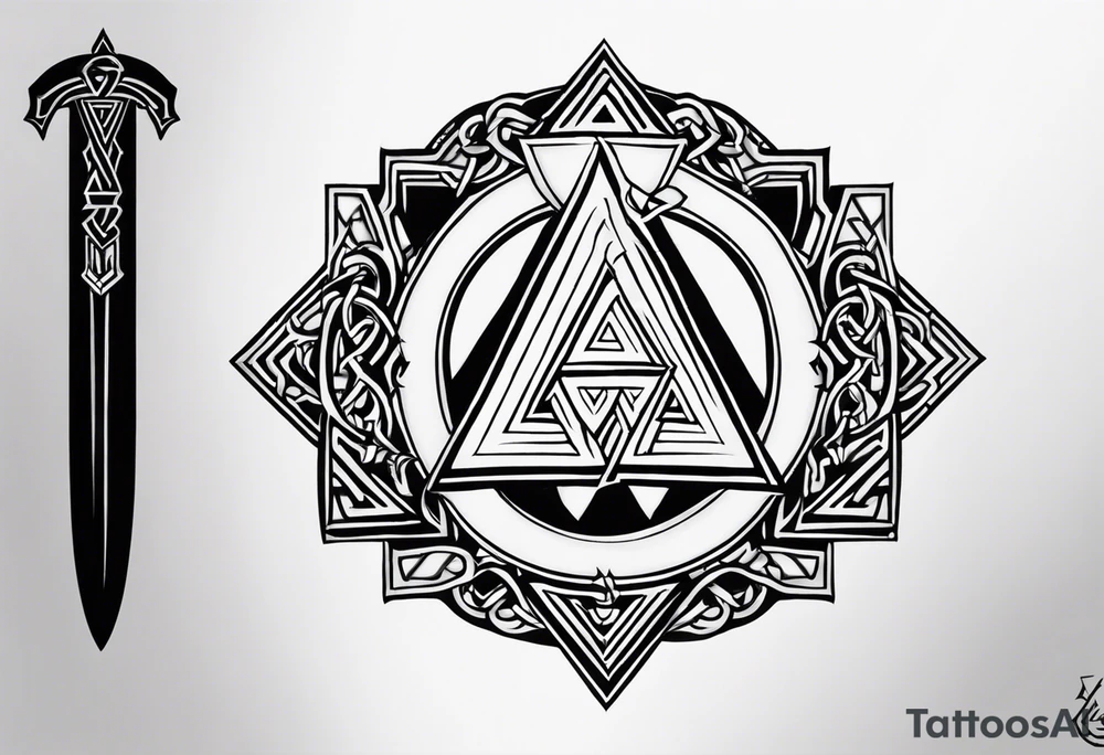 Valhalla shield sword valknut fire chains valknut tattoo idea Valhalla shield sword valknut fire chains valknut tattoo idea