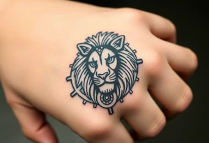 Lion made from mechanical gears tattoo idea
