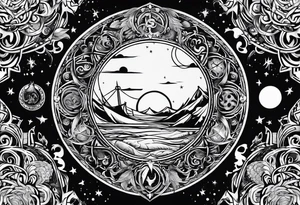 viking moon and sun tattoo idea