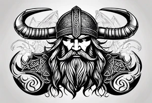 Make a viking tattoo use the triple horns symbol and viking art tattoo idea