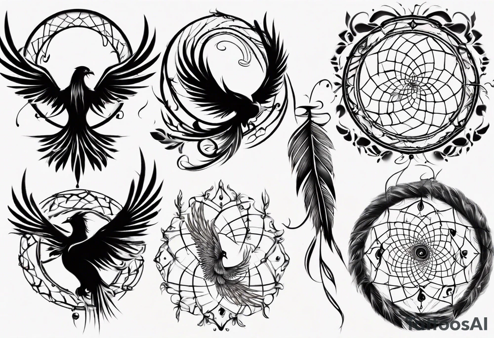 Phoenix swirly dream catcher above tattoo idea