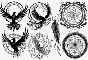 Phoenix swirly dream catcher above tattoo idea