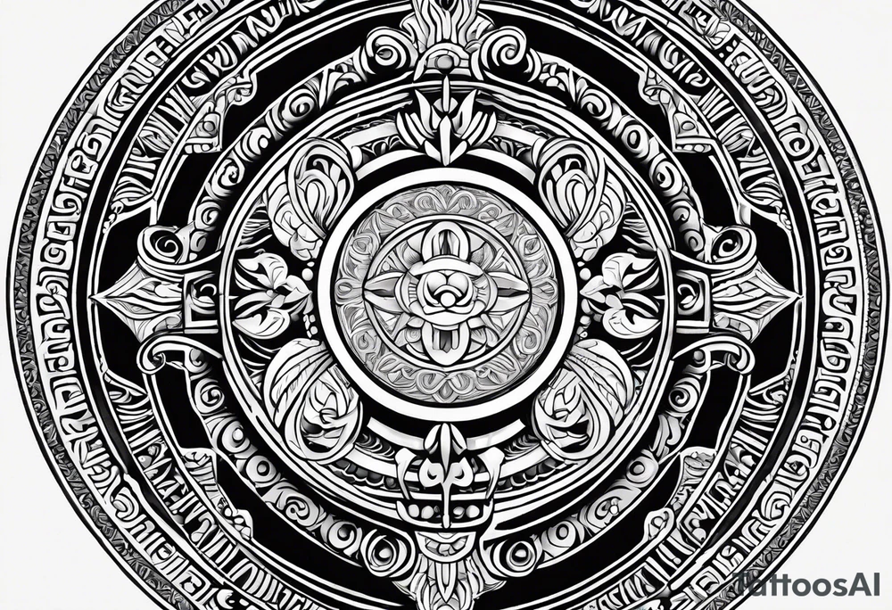 Filipino sun, Filipino Polynesian style, surname Reyes Espina, not vulgar, family crest round shape that looks good on a wrist or bicep, not traditional American tribal, family, love, not intricate or gaudy tattoo idea
