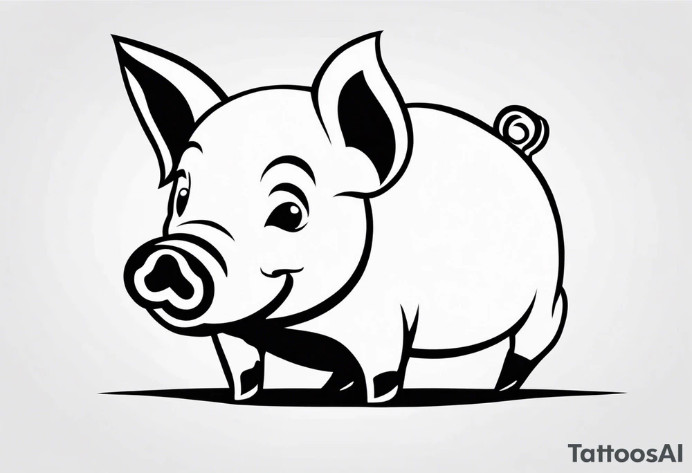 very cute piglet.
outline only.
black and white only.
only show the piglet. no extra lines or decoration.
no black shading tattoo idea
