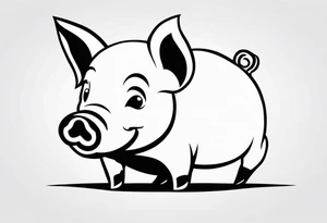 very cute piglet.
outline only.
black and white only.
only show the piglet. no extra lines or decoration.
no black shading tattoo idea