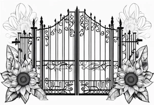 Bali gates black and grey with sunflower tattoo idea