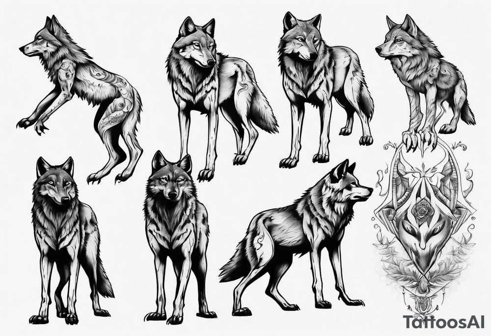 wolf on its hind legs tattoo idea
