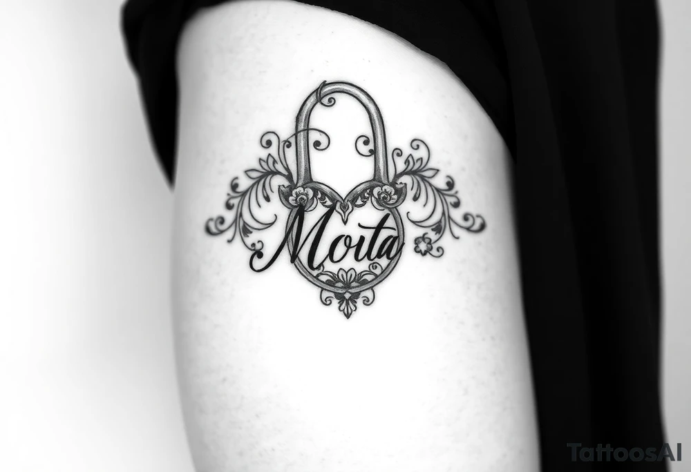 A lock with the name Mota tattoo idea