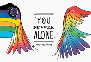 The words- "You never walk alone" in rainbow colors tattoo idea
