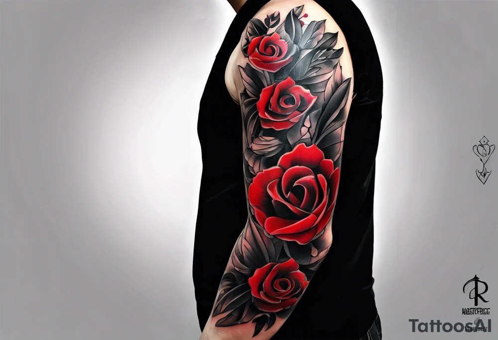 Simple black and red tattoo for the arm men tattoo idea