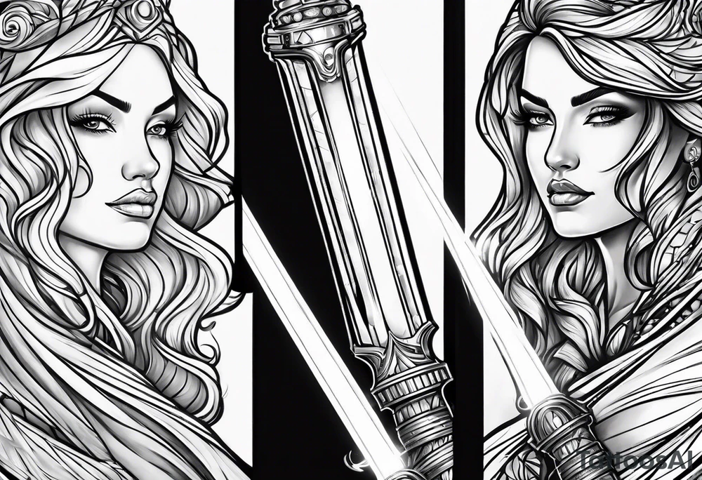 futuristic light saber hilt tattoo idea