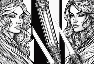 futuristic light saber hilt tattoo idea