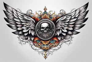 Full sternum tattoo wings wide tattoo idea